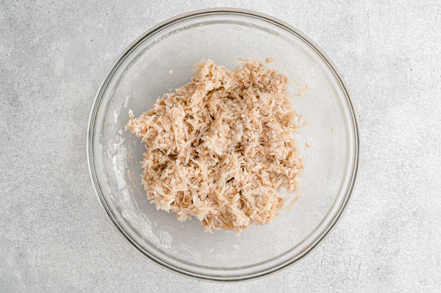 Unbaked coconut macaroon mixture.