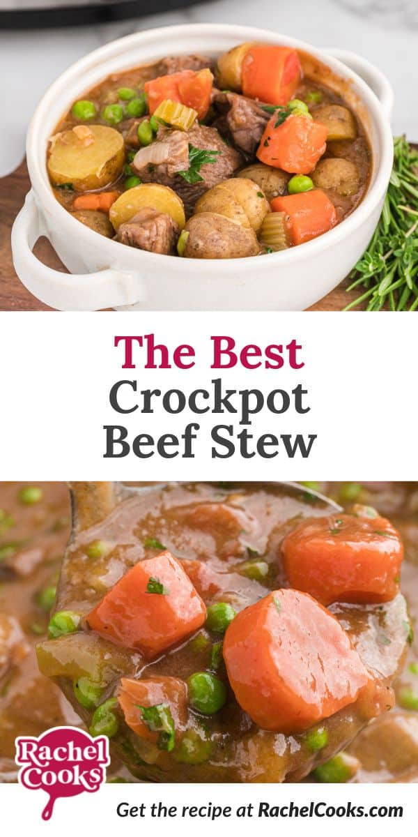 Stew, text overlay reads "the best crockpot beef stew."