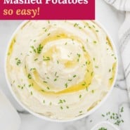 Potatoes, text overlay reads "Instant Pot mashed potatoes - so easy."