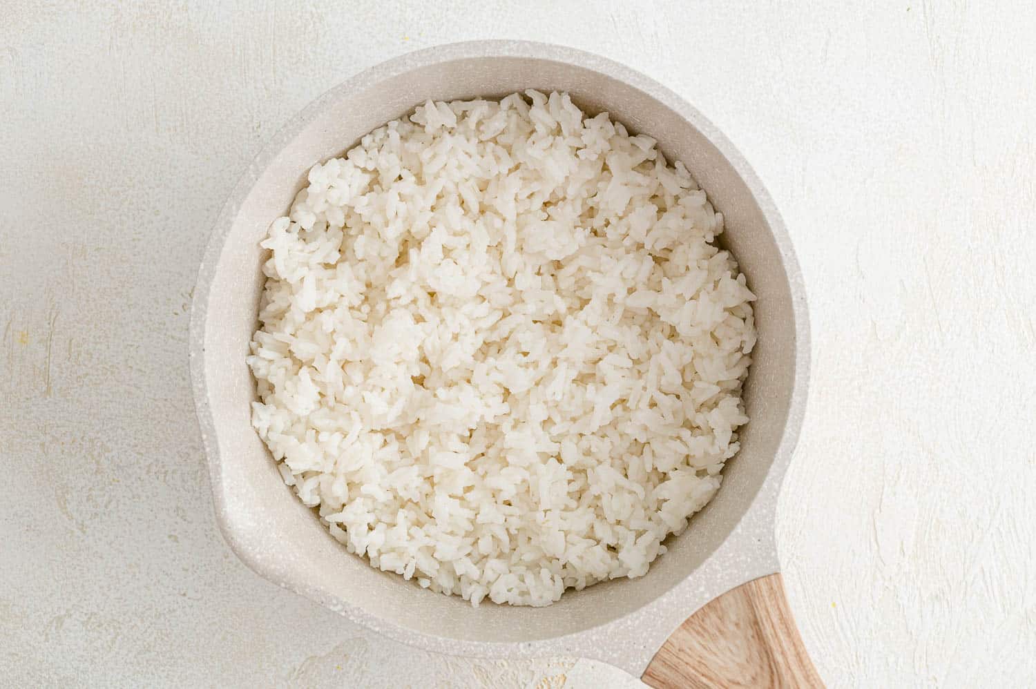 Cooked rice in a pan.