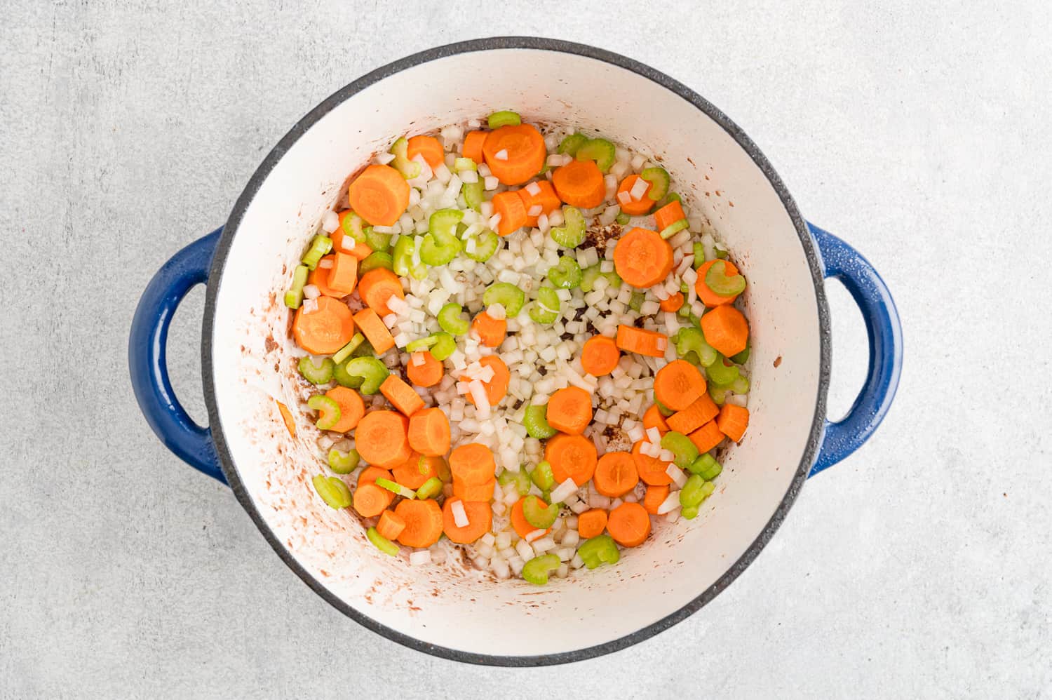 Vegetables added to pan.