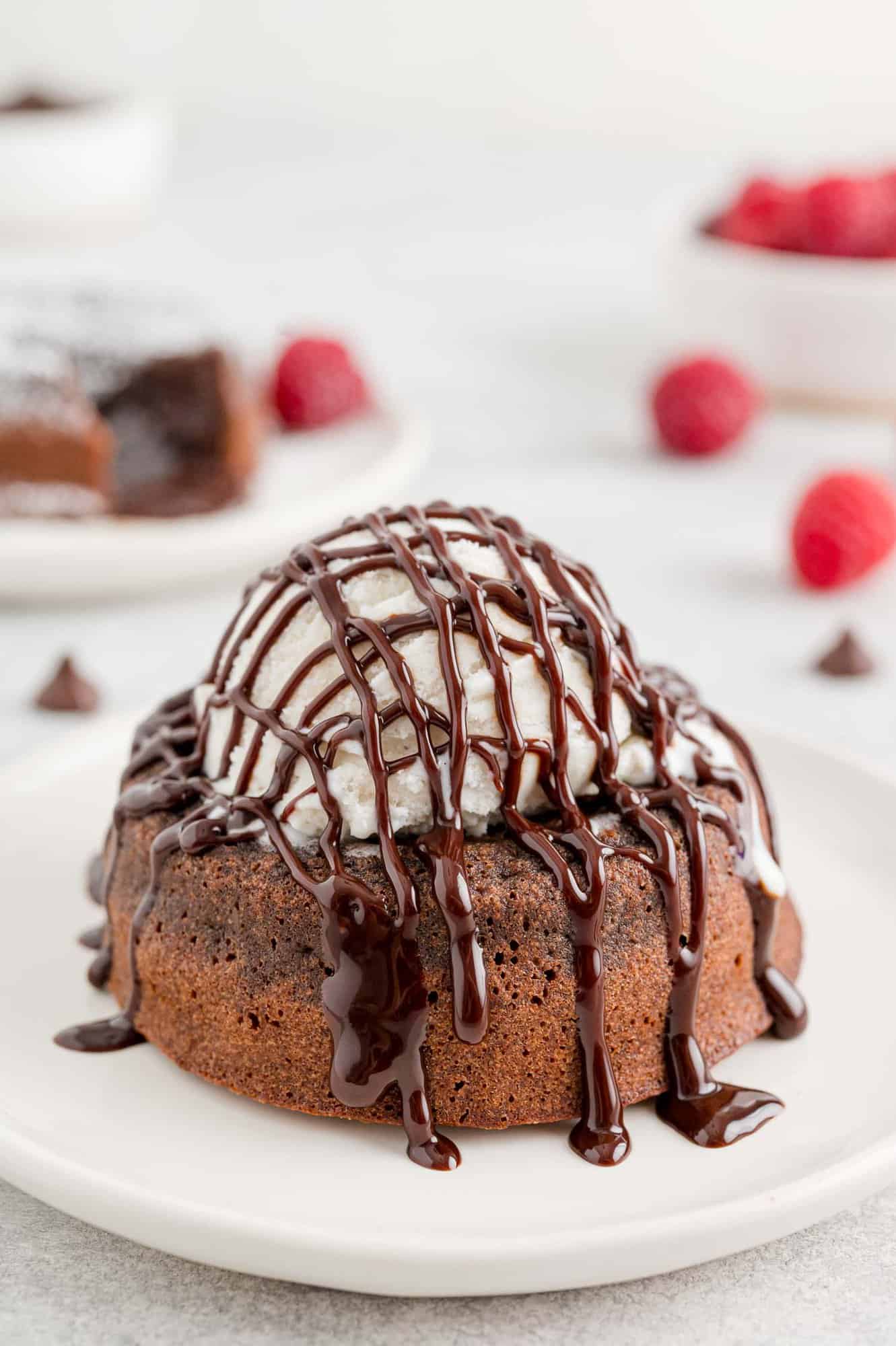 Lava cake with ice cream.