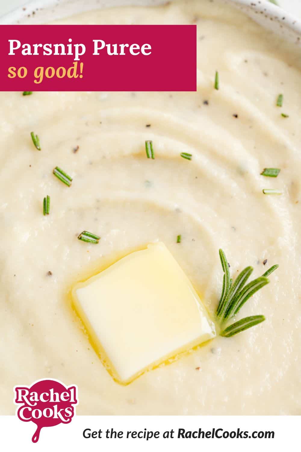 White puree, text overlay reads "parsnip puree - so good."
