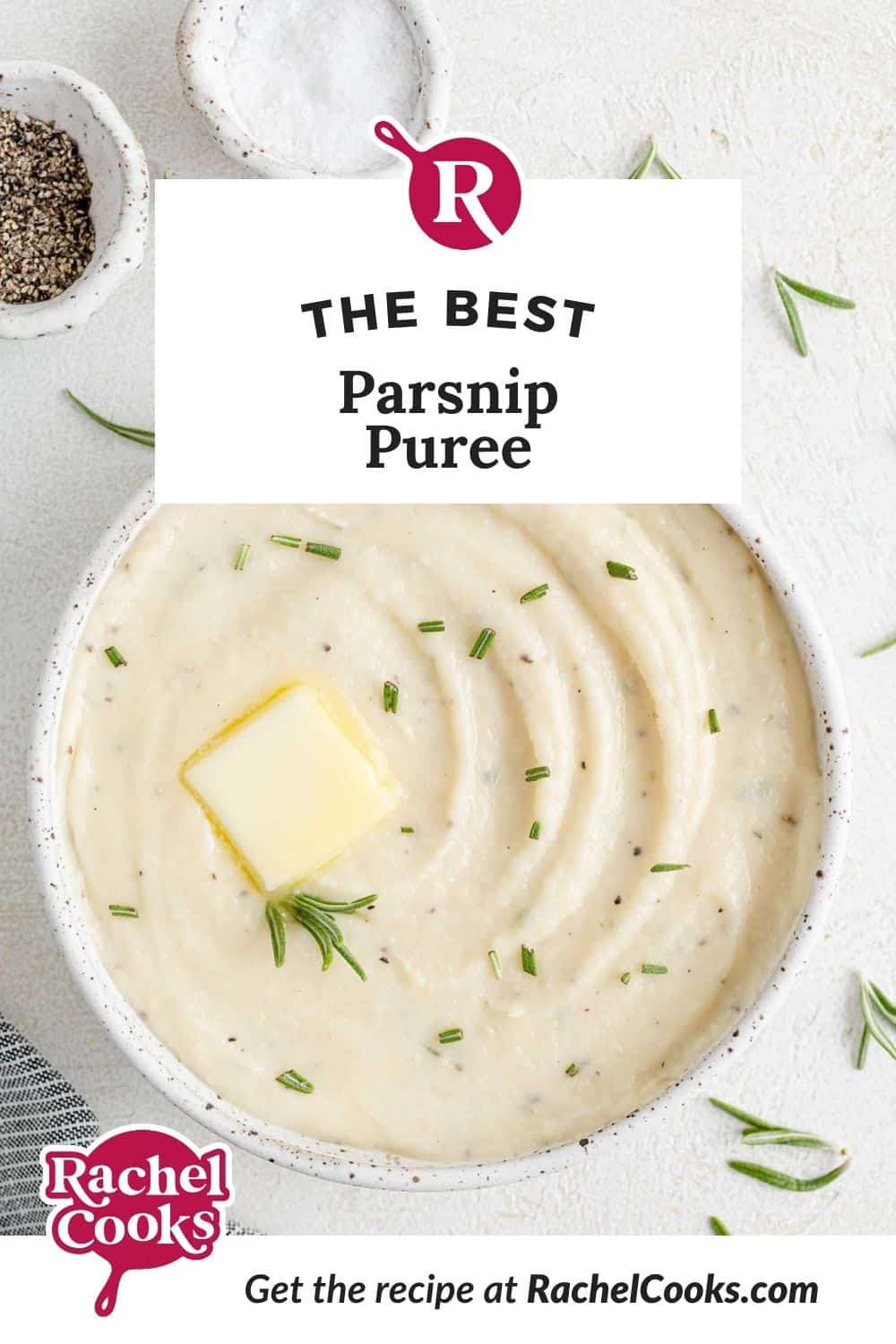 White puree, text overlay reads "the best parsnip puree."