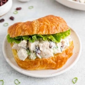 Turkey salad on a croissant.