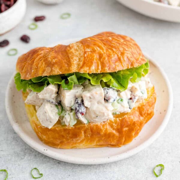 Turkey salad on a croissant.