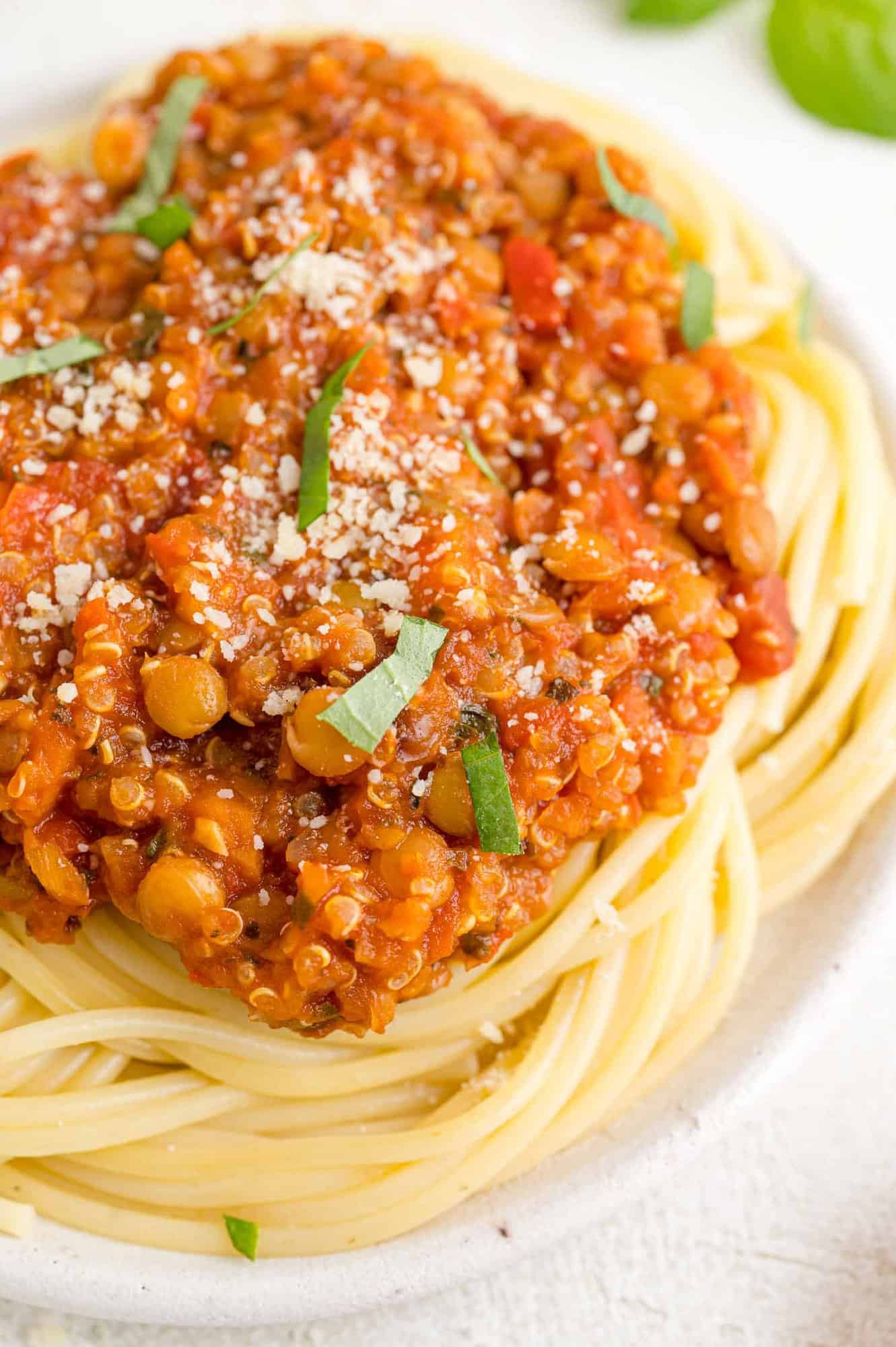 Spaghetti with vegan sauce.