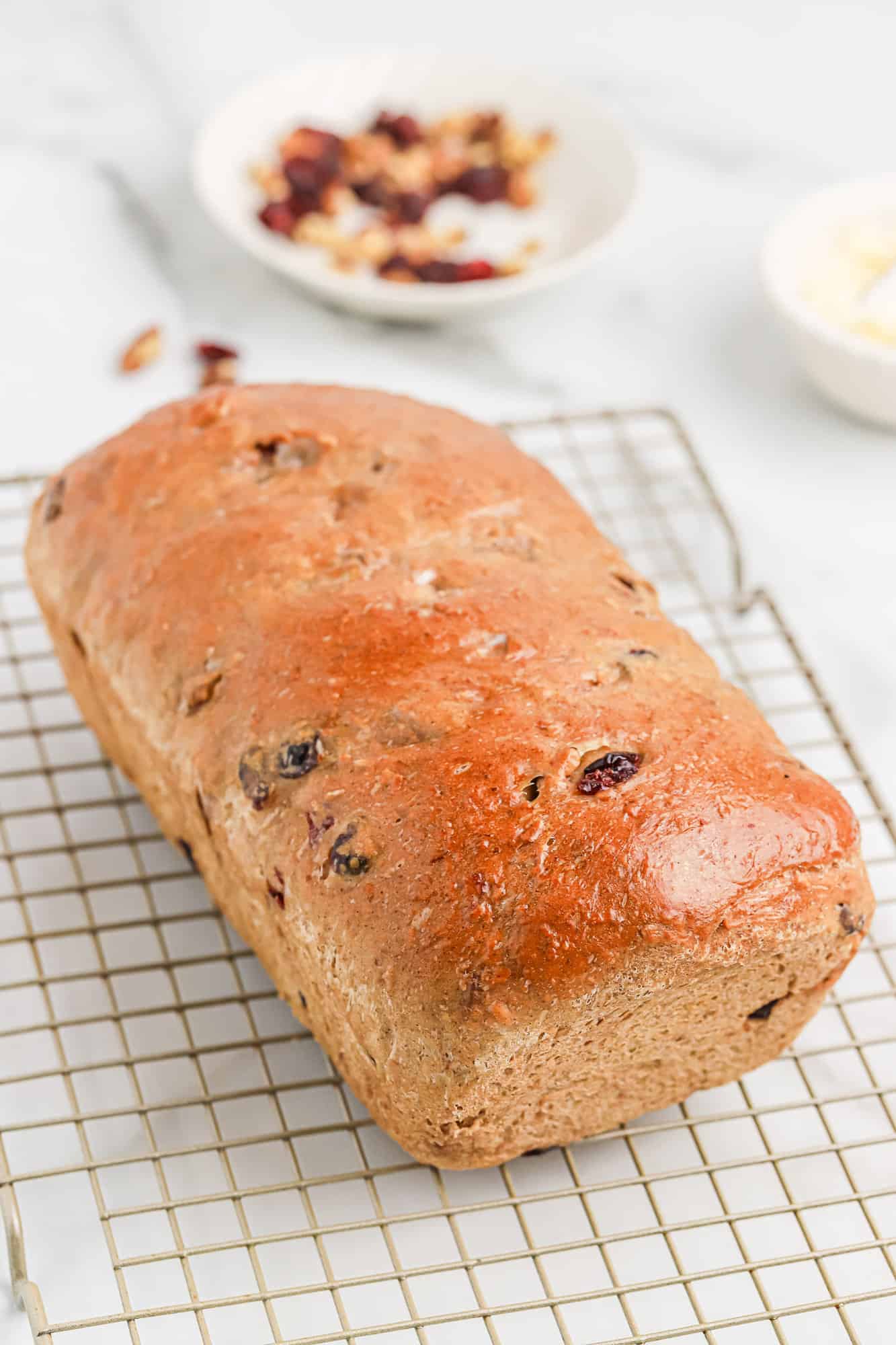 Bread on cooling rack.