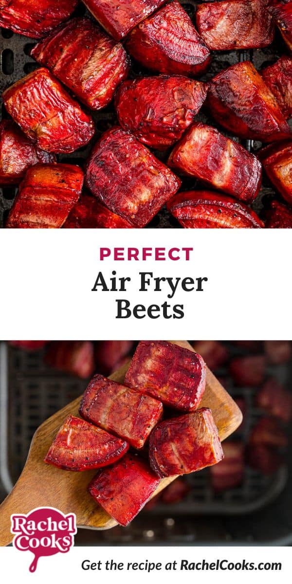 Beets, text overlay reads "perfect air fryer beets."