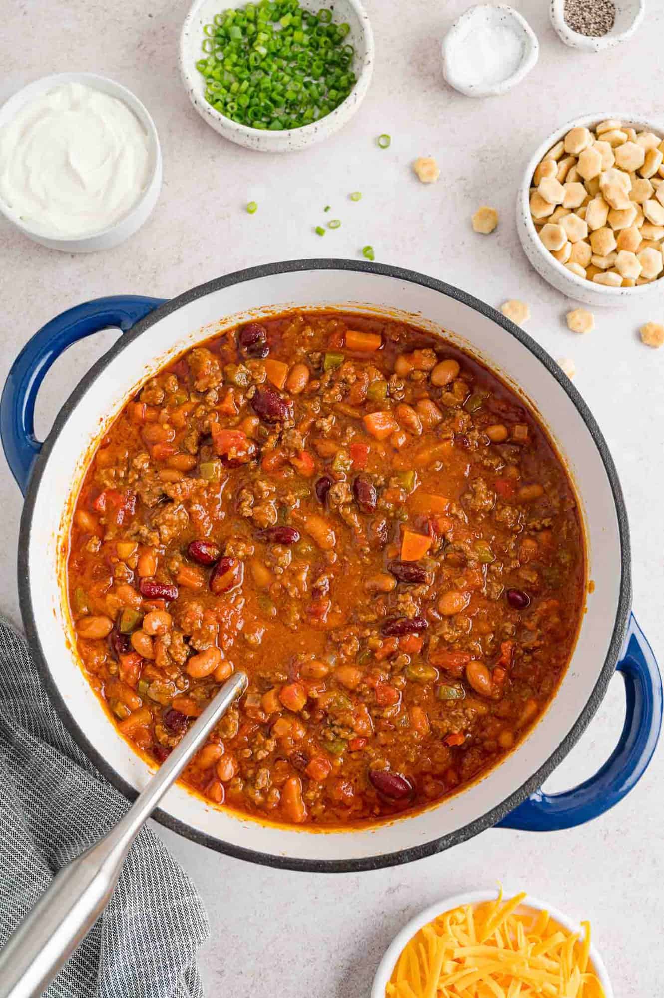 Chili in a pan.