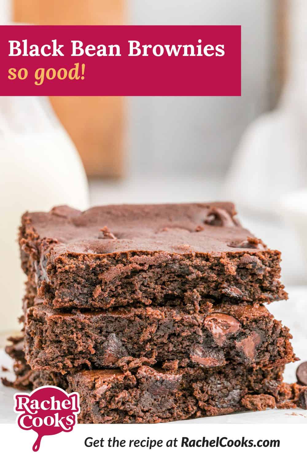 Brownies, text overlay reads "black bean brownies - so good!"