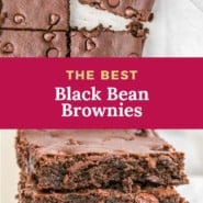 Brownies, text overlay reads "the best black bean brownies."