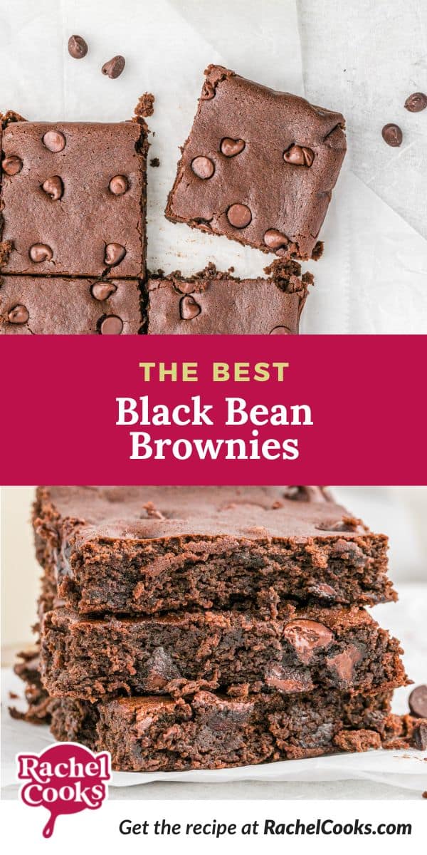Brownies, text overlay reads "the best black bean brownies."