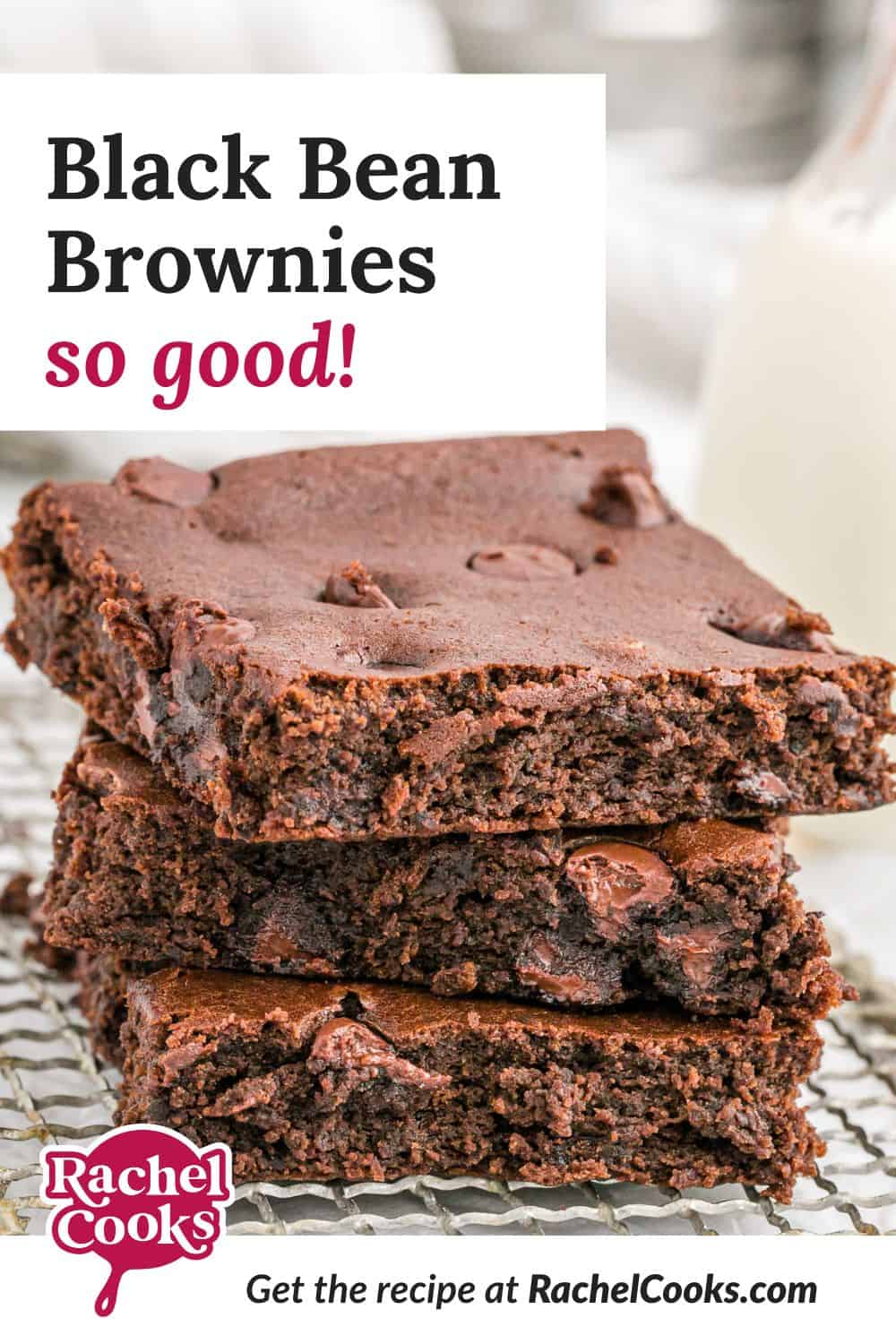 Brownies, text overlay reads "black bean brownies - so good!"