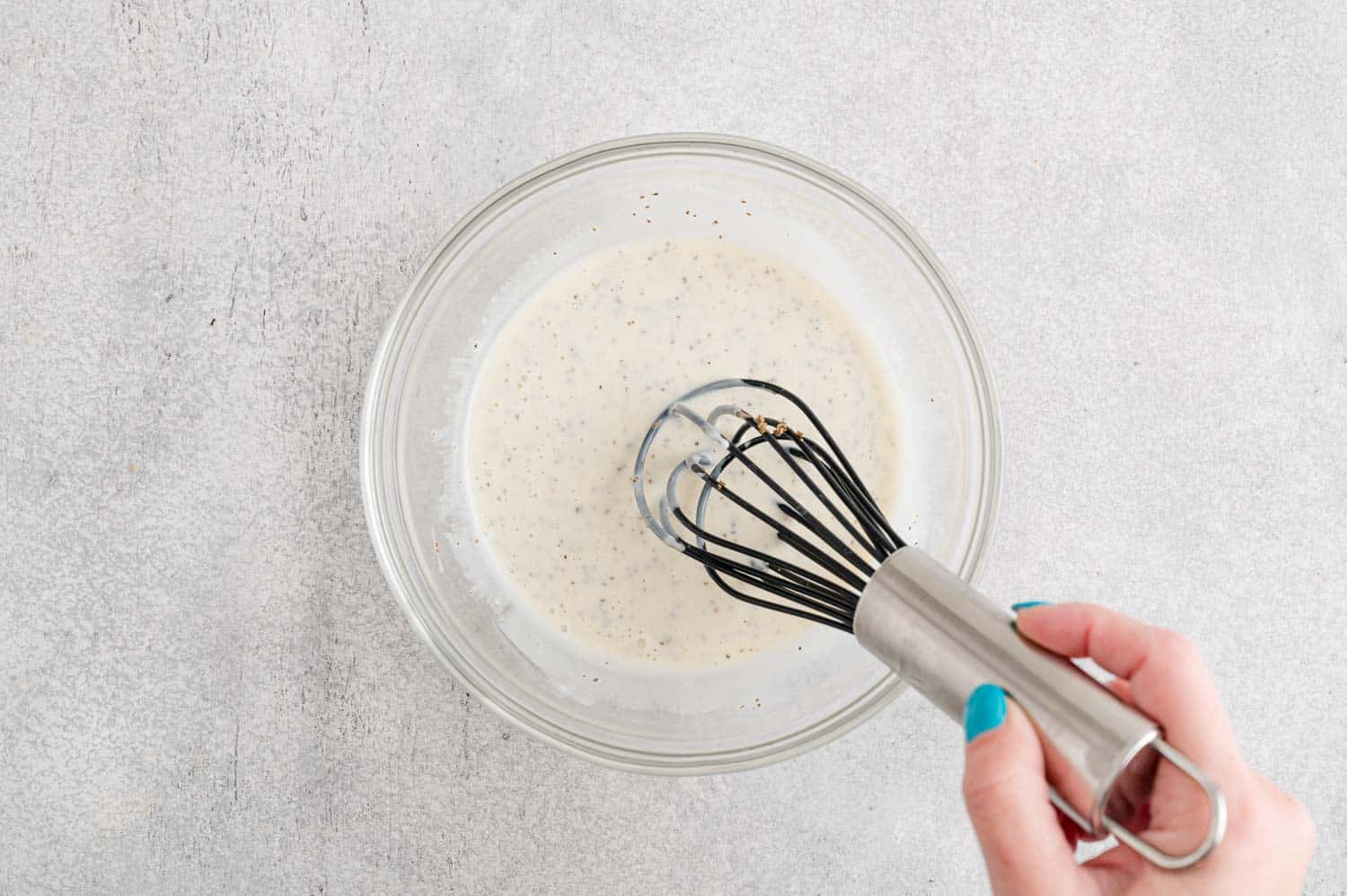 Ingredients being whisked together.