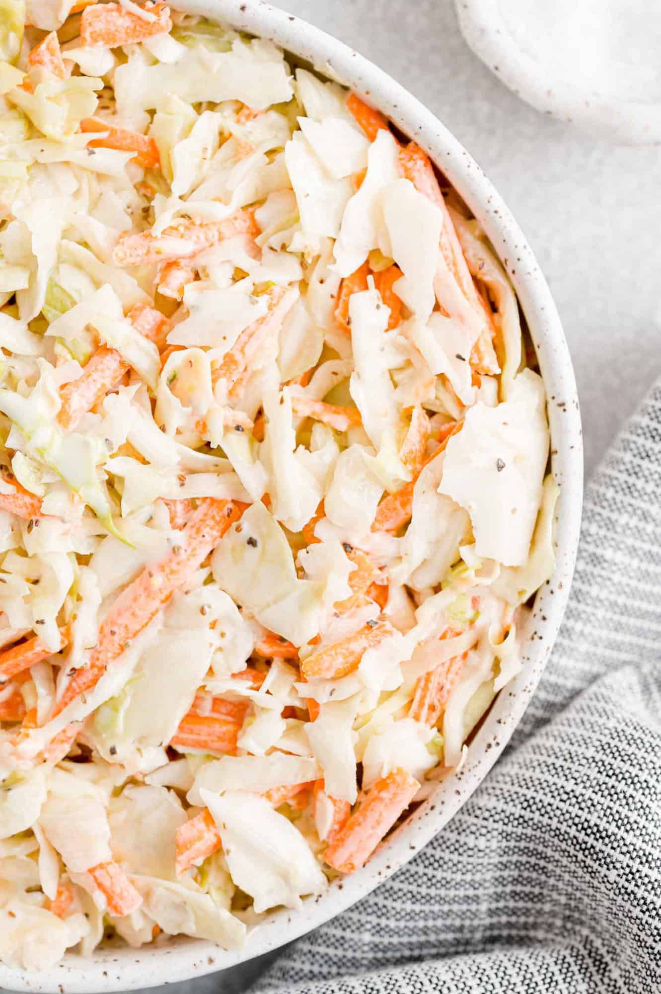 Coleslaw in a large bowl.