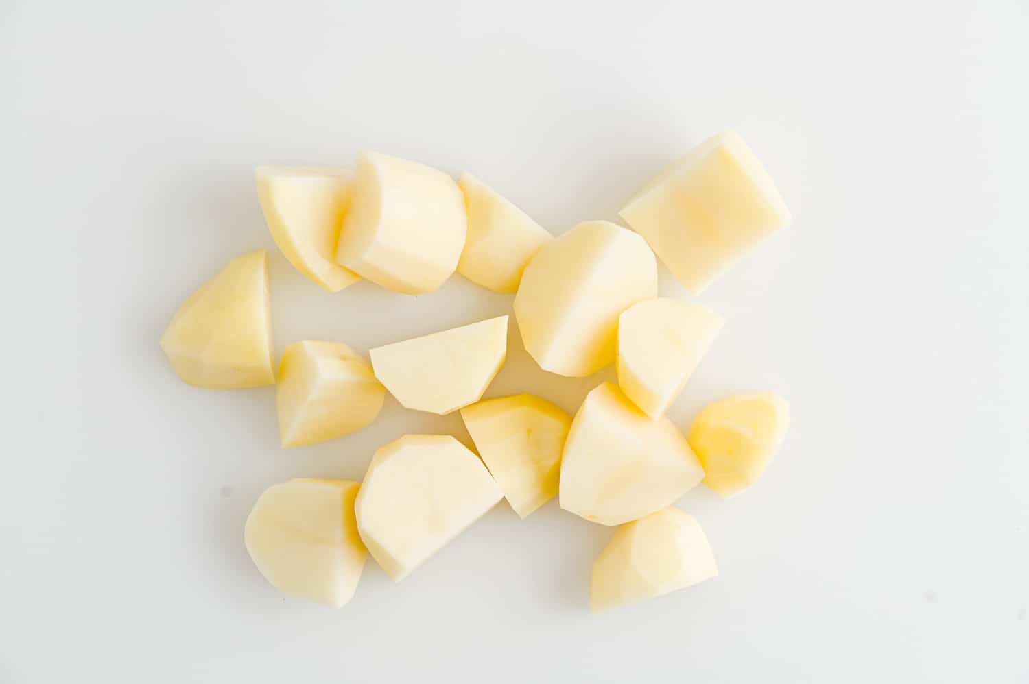 Cut and peeled potatoes.