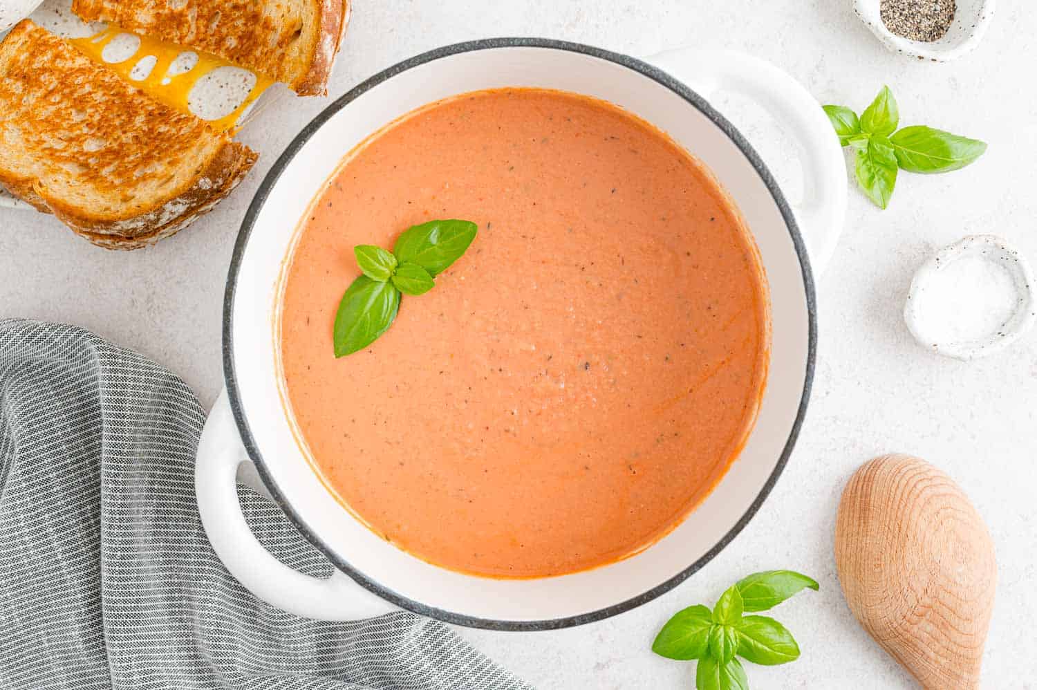 Tomato soup in pan.