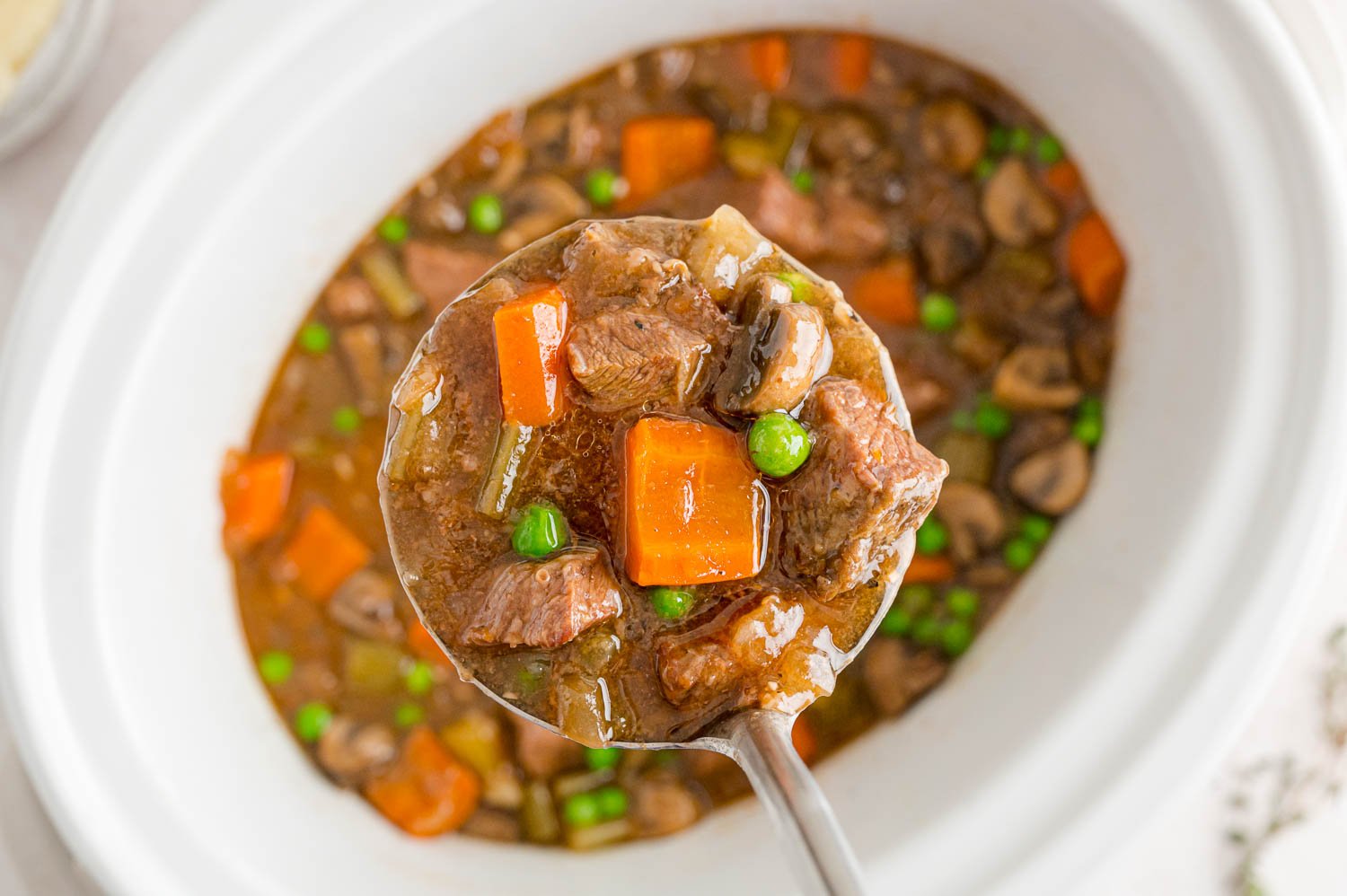 Stew on a ladle.