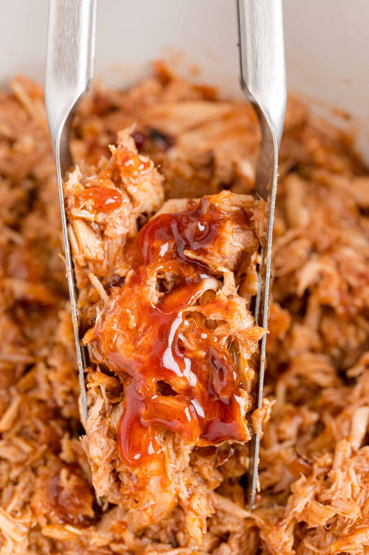 Pulled pork with bbq sauce.