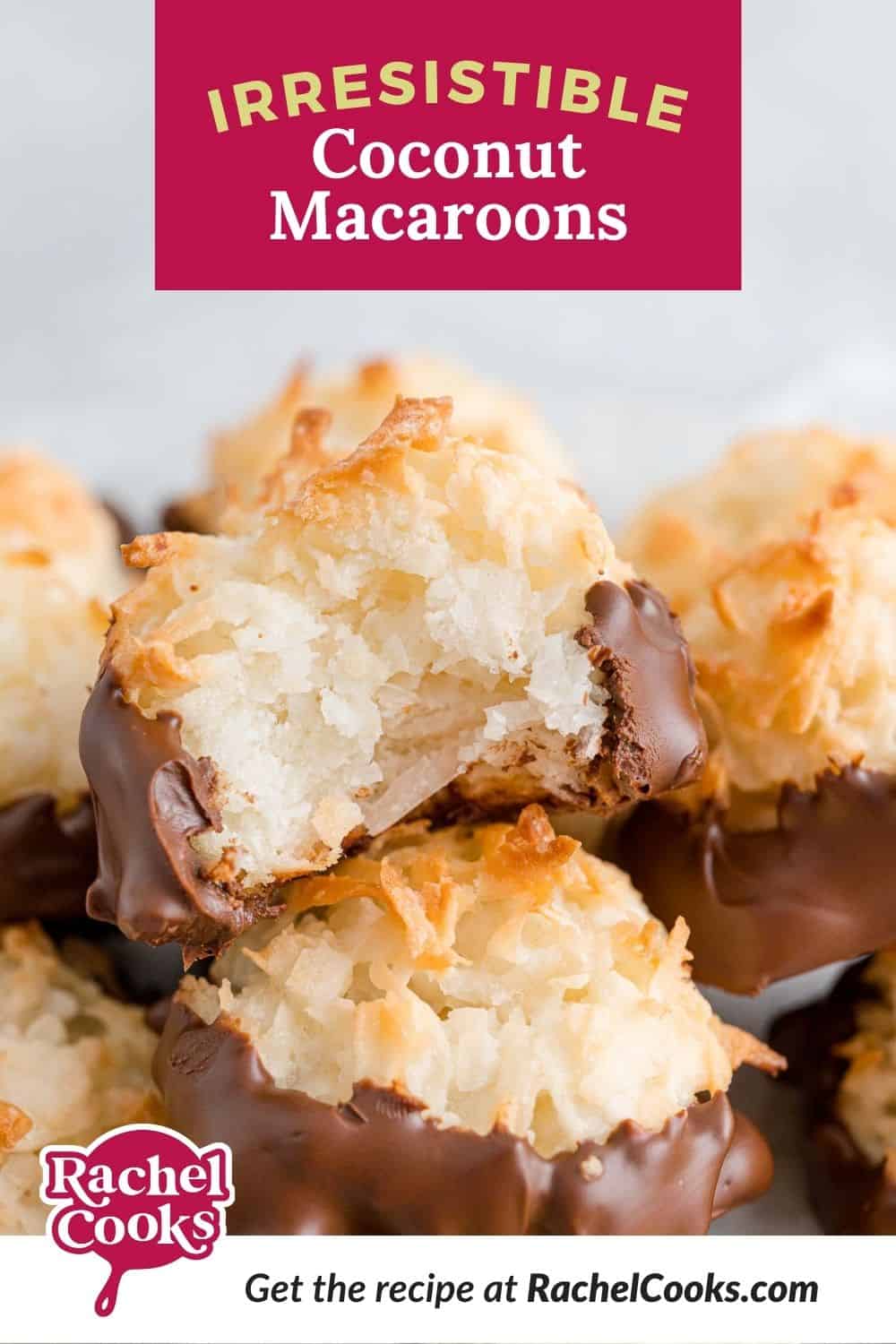 Cookies, text overlay reads "irresistible coconut macaroons."