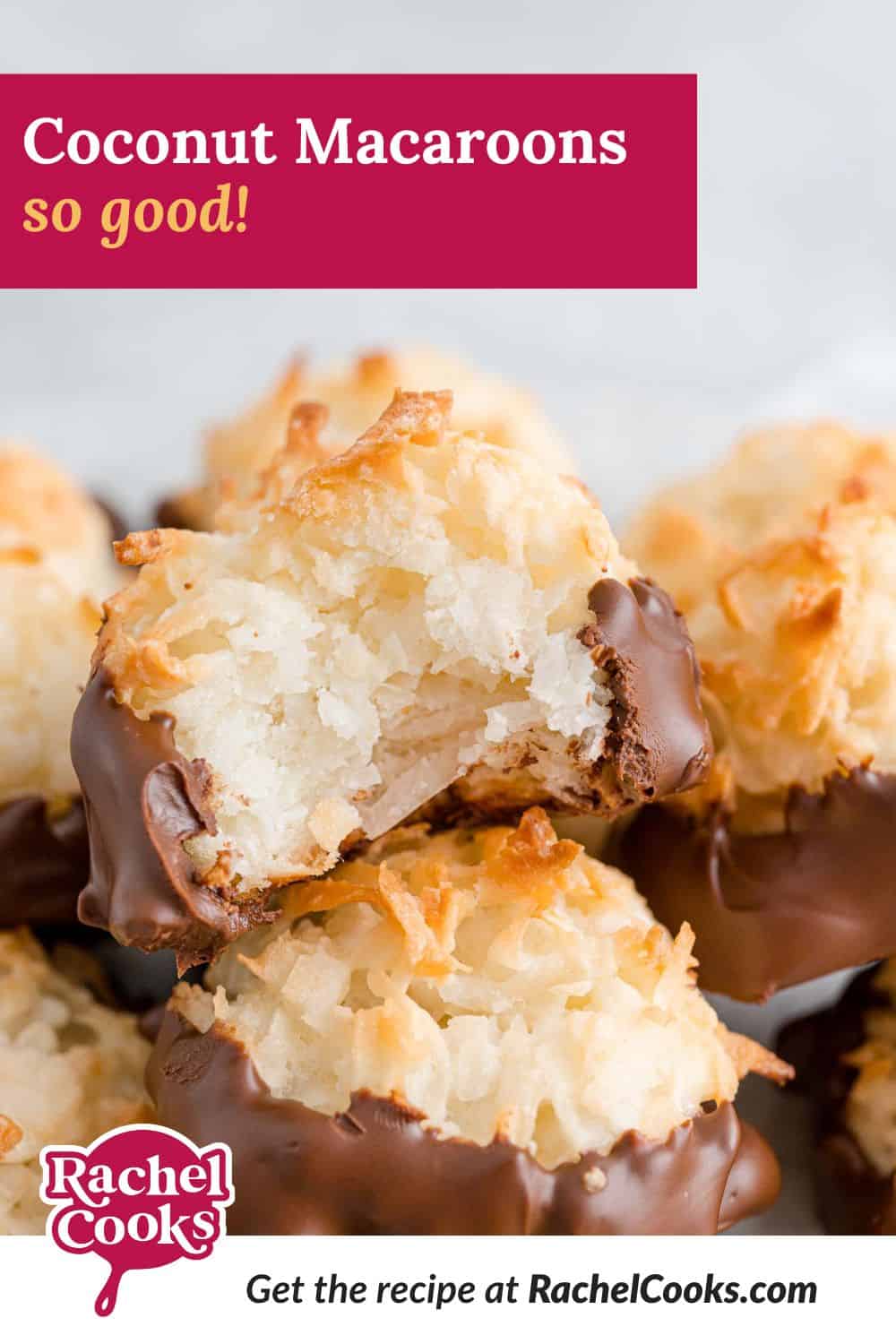 Cookies, text overlay reads "coconut macaroons - so good!"