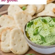 Dip, text overlay reads "edamame dip - so good!"