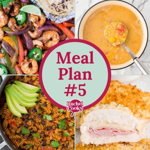 Four meals, text overlay reads "meal plan #5."