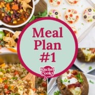 Four recipes with text overlay that reads "Meal Plan #1."