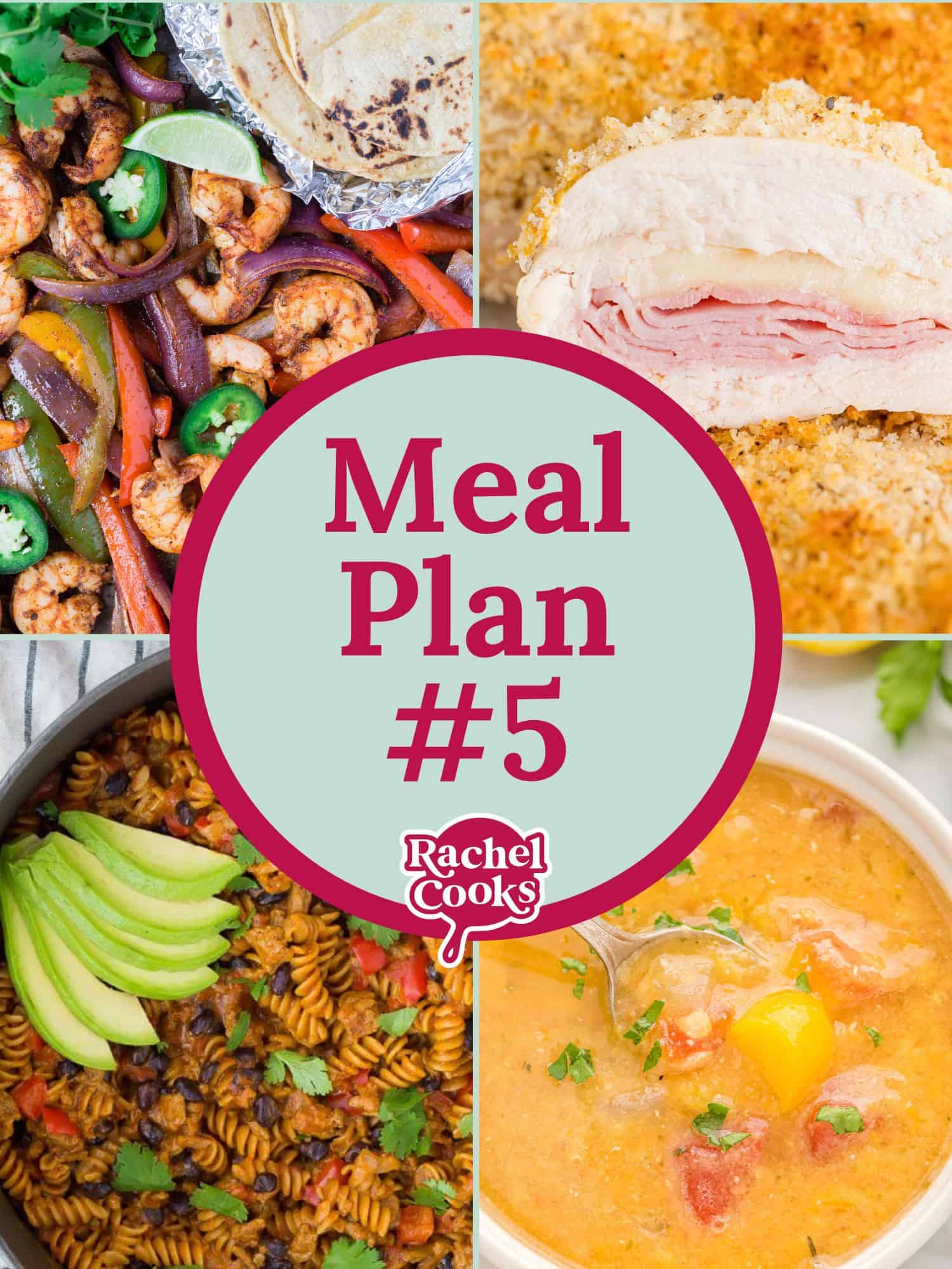Four meals, text overlay reads "meal plan #5."