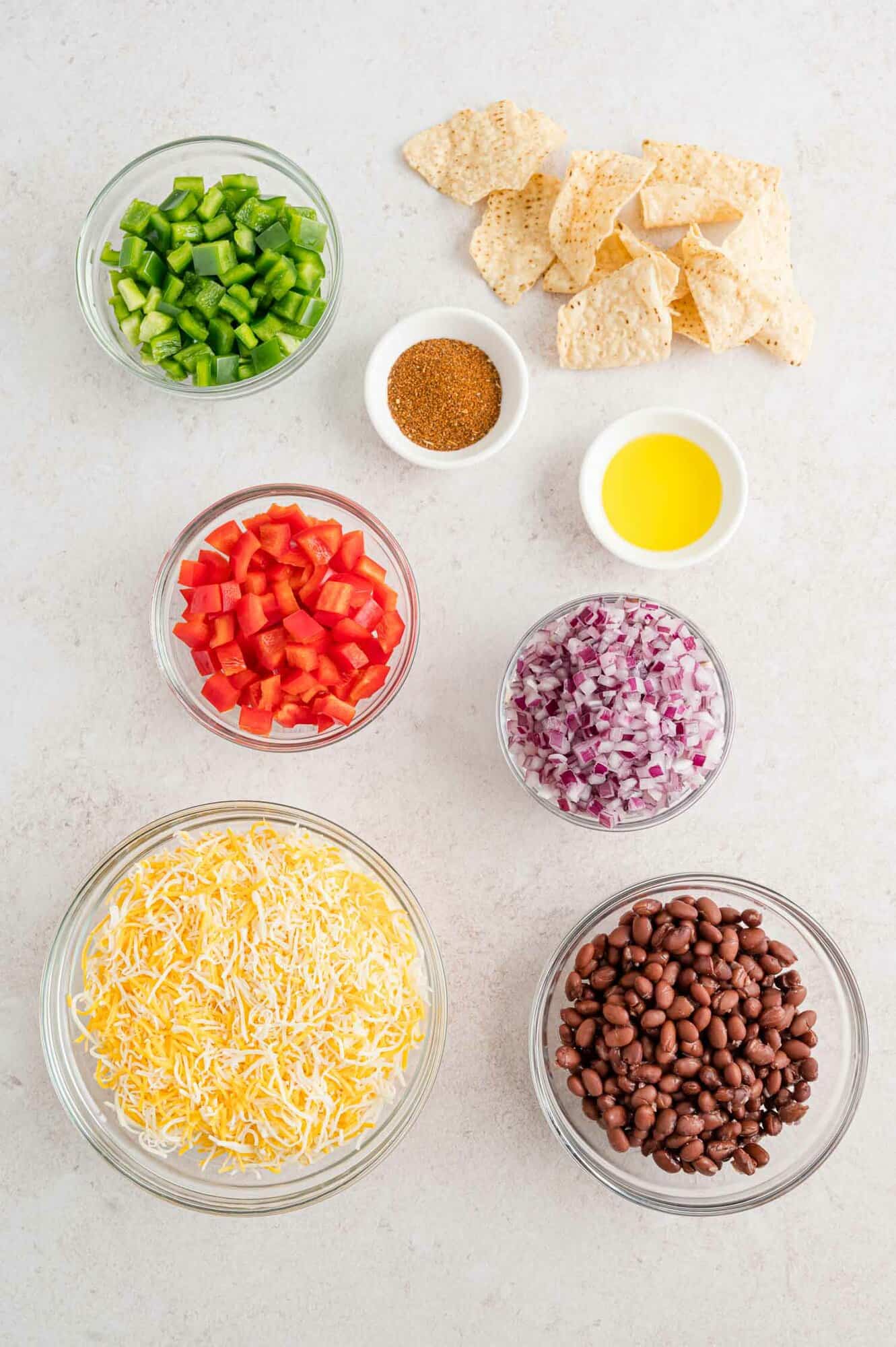 Ingredients needed for nachos.