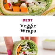 Sandwiches, text overlay reads "best veggie wraps."