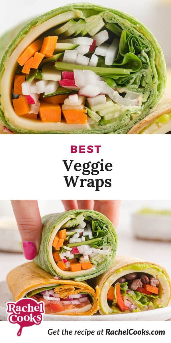 Sandwiches, text overlay reads "best veggie wraps."