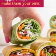 Sandwiches, text overlay reads "homemade veggie wraps - make them your own."