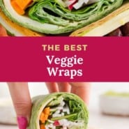 Sandwiches, text overlay reads "the best veggie wraps."