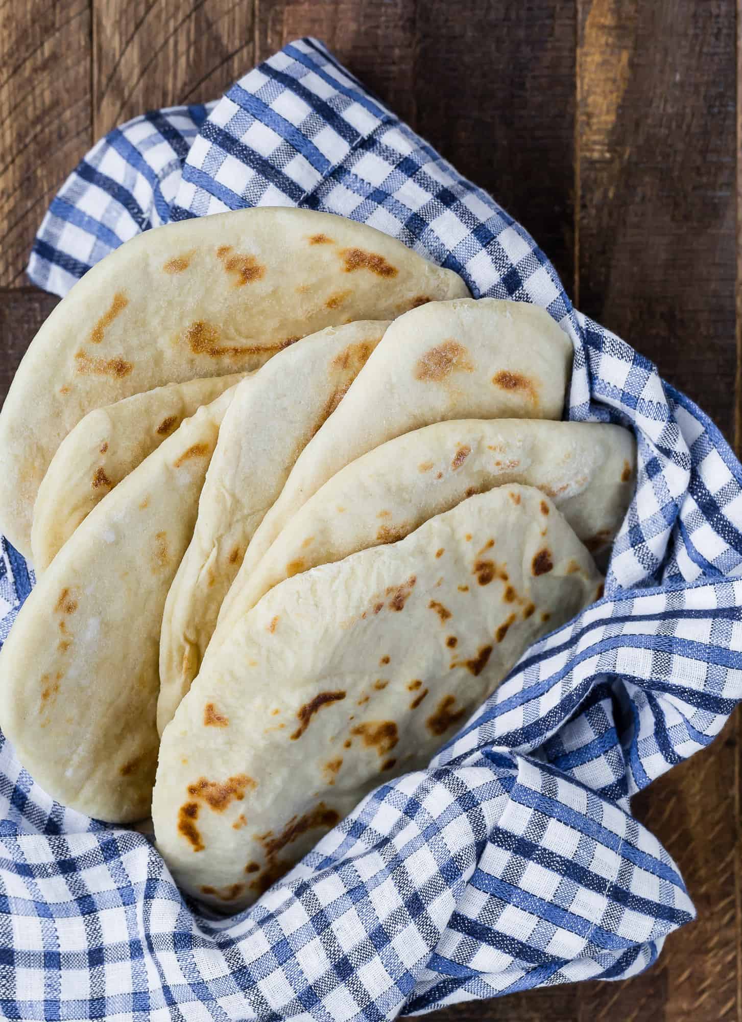 Pita like bread in a basket.