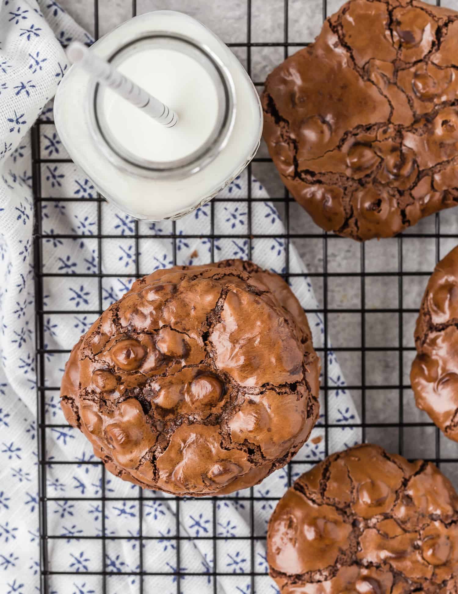 Flourless chocolate cookies with milk.