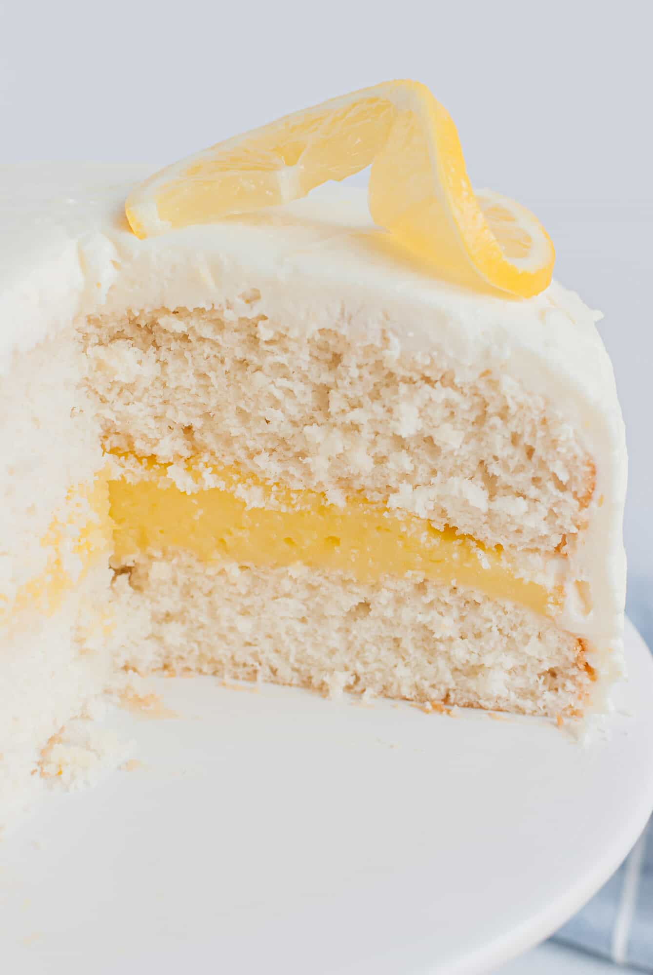 White cake with lemon filling and lemon frosting.