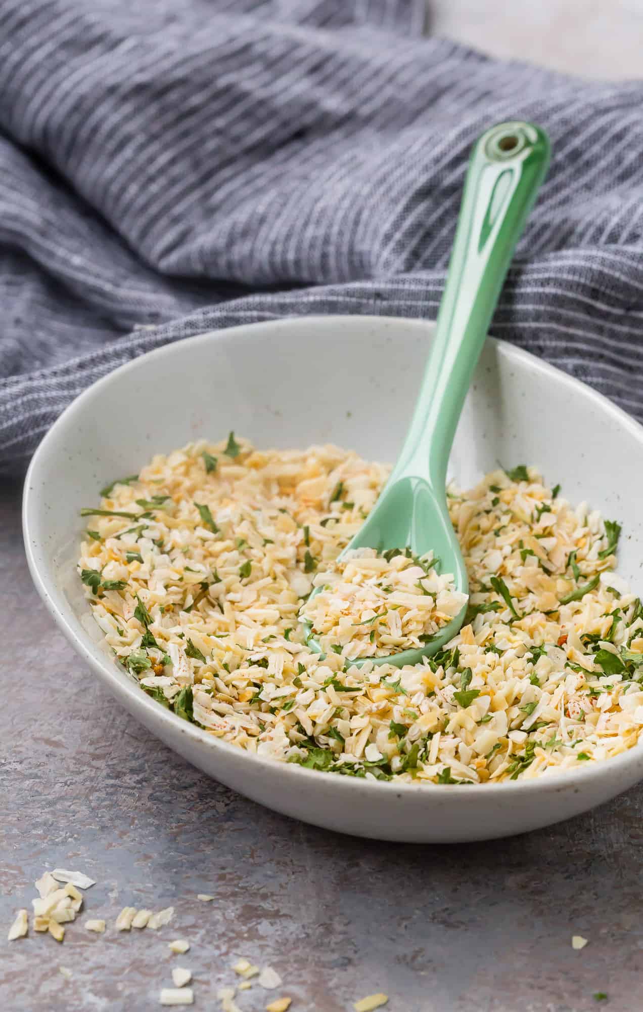 Homemade onion soup mix in a small bowl.