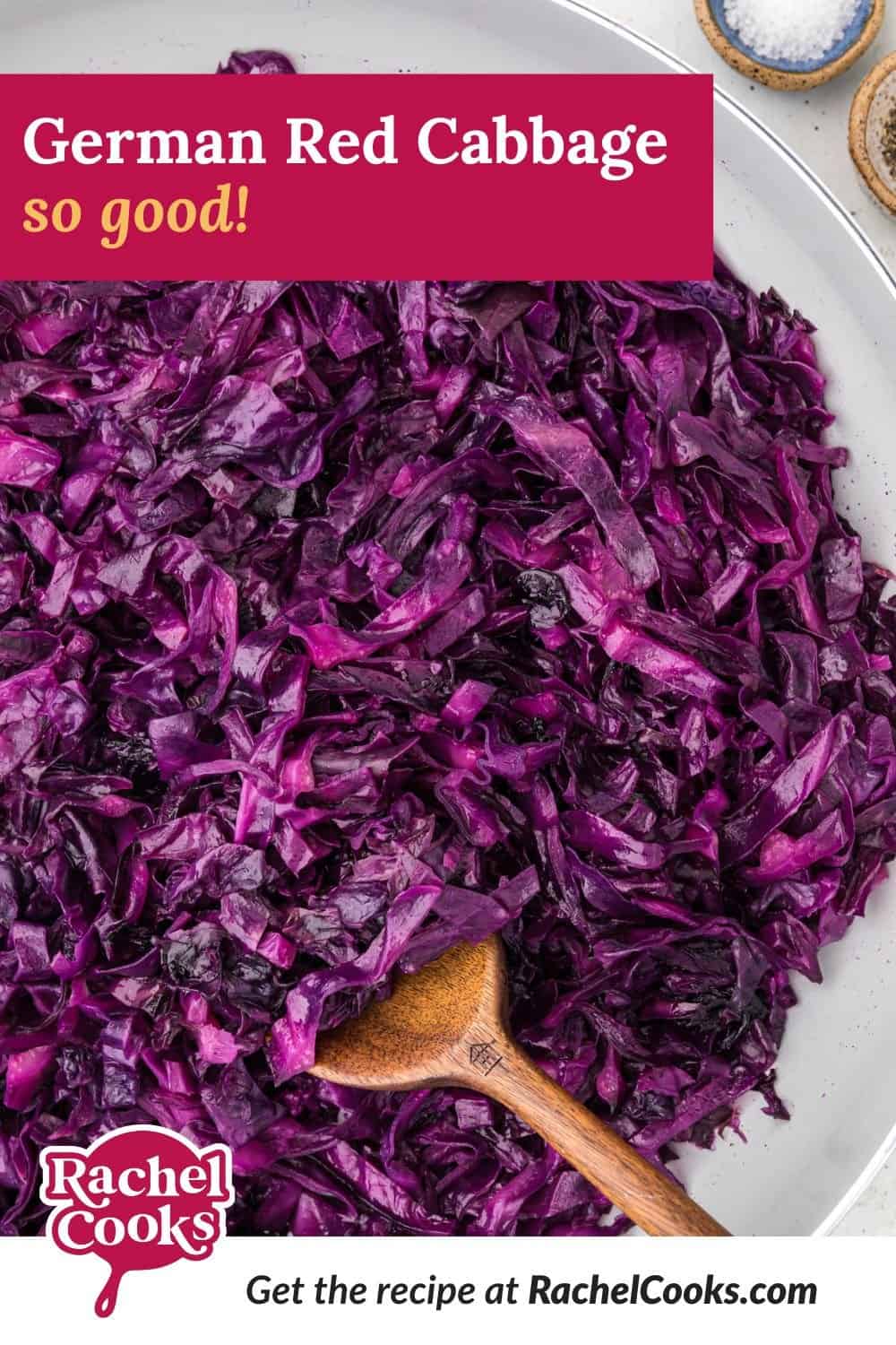 Cabbage, text overlay reads "german red cabbage - so good!"