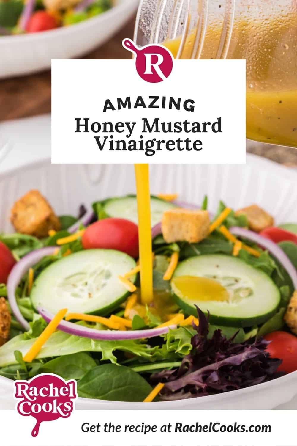 Dressing, text reads "amazing honey mustard vinaigrette."