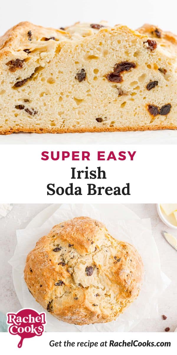 Bread, text reads "super easy irish soda bread."