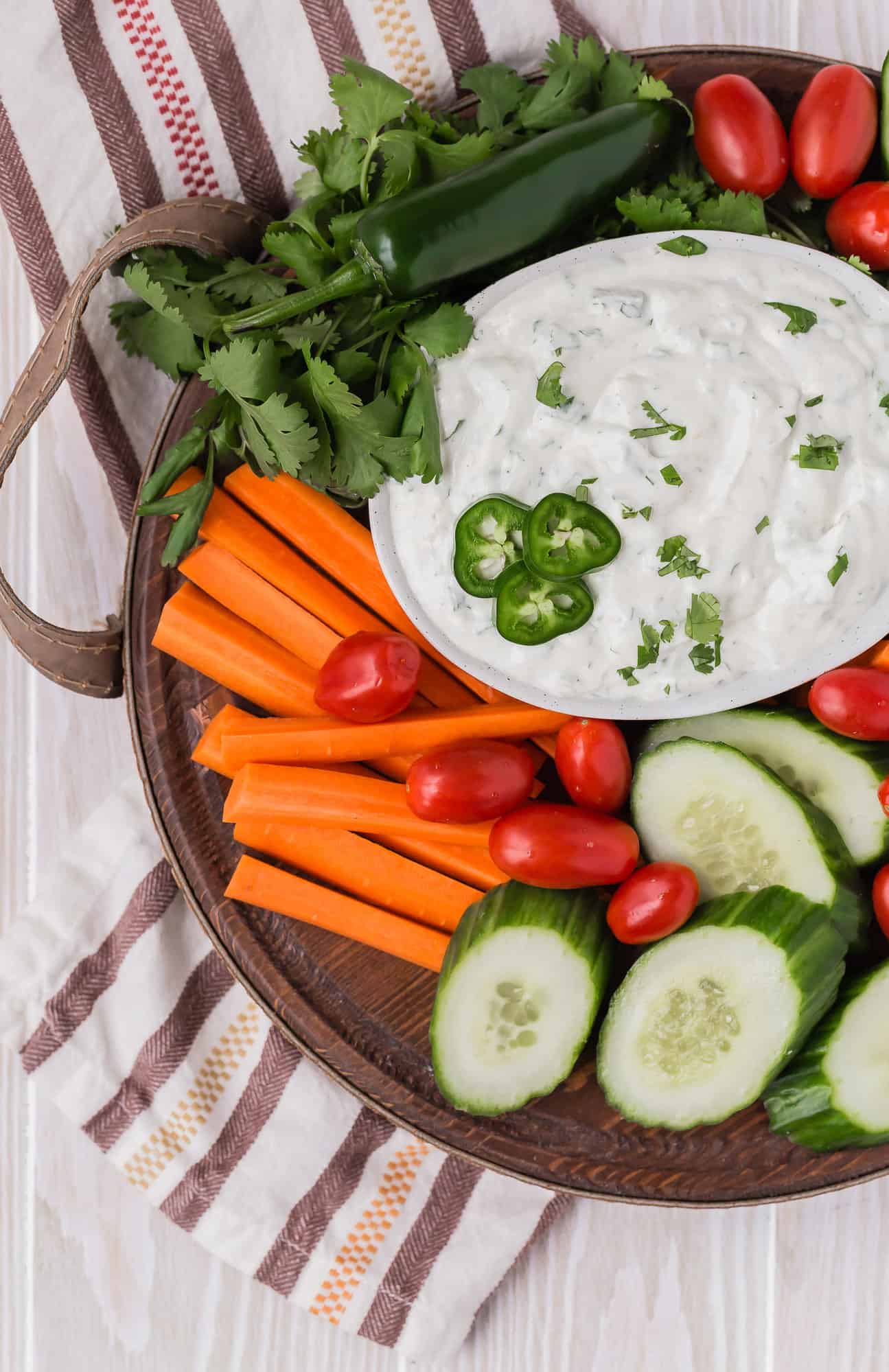 Vegetables and ranch dip.