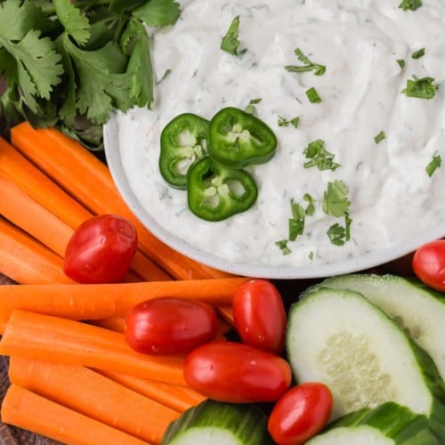 Ranch dip made with jalapeno and green chiles.