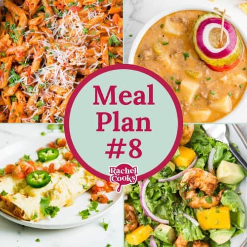 Four images, text reads "meal plan #8."
