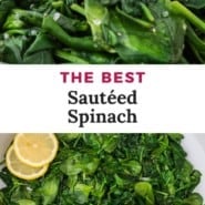 Spinach, text overlay reads "the best sautéed spinach."