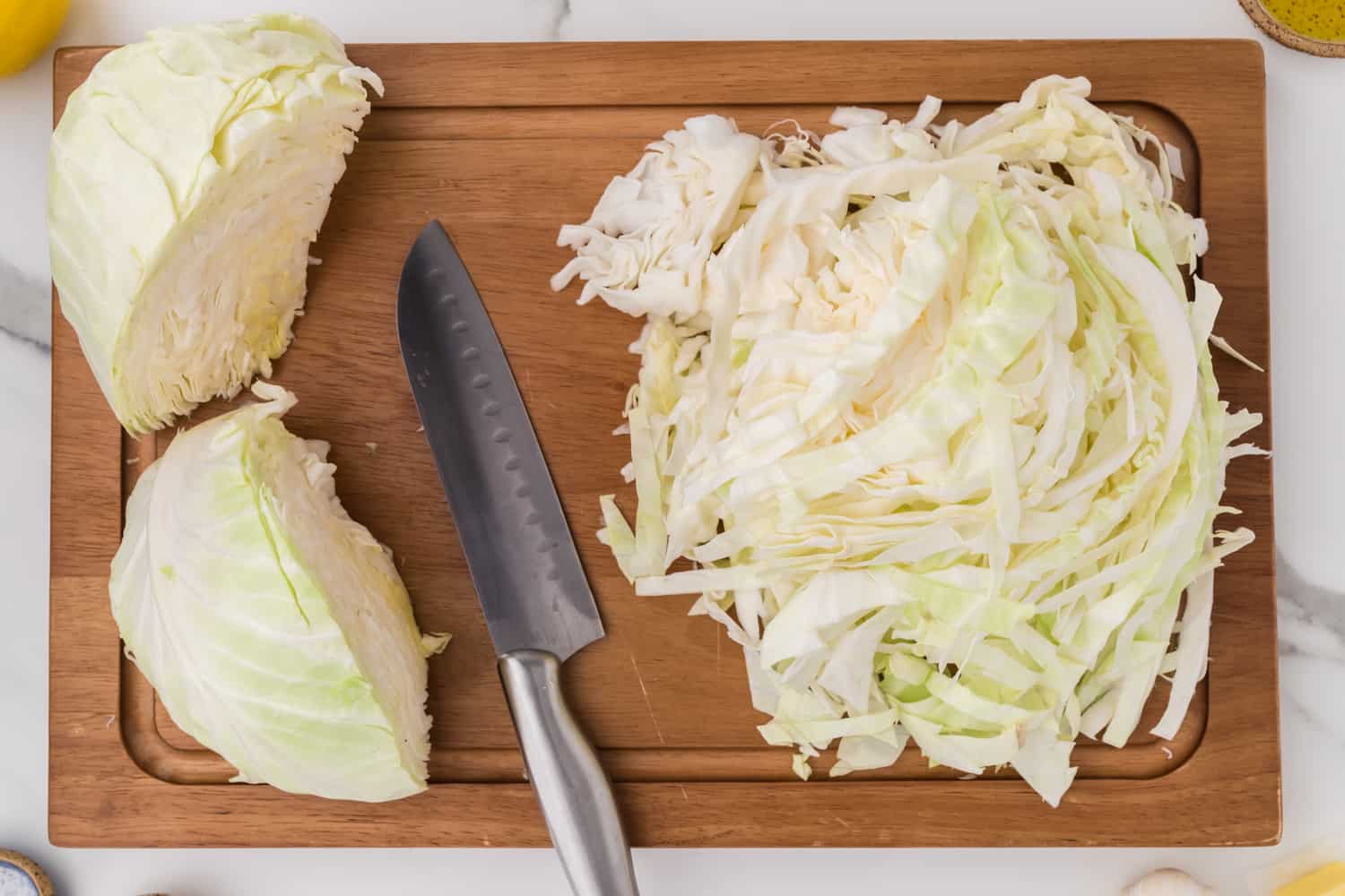 Cabbage being sliced.