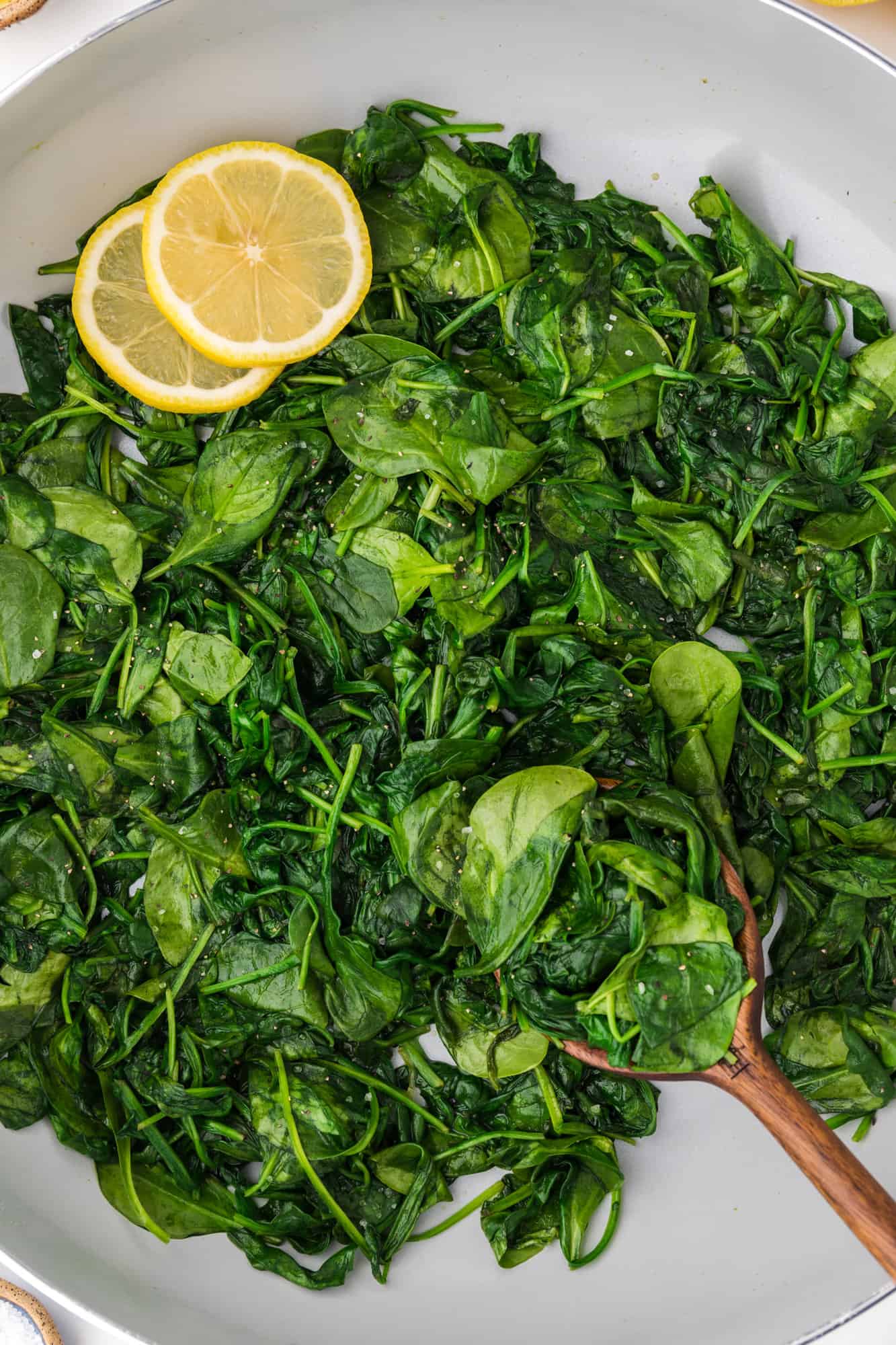 Spinach in a bowl.