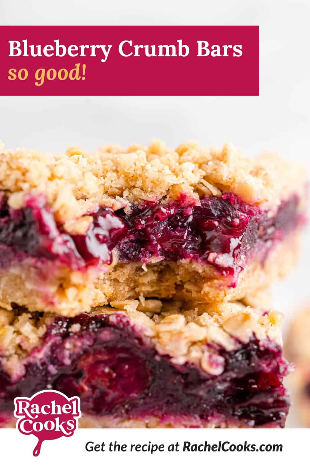 Bars, text reads "easy blueberry crumb bars."