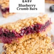 Bars, text reads "easy blueberry crumb bars."